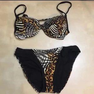 Leopard Print 2 Piece Bikini Swimsuit NWOT